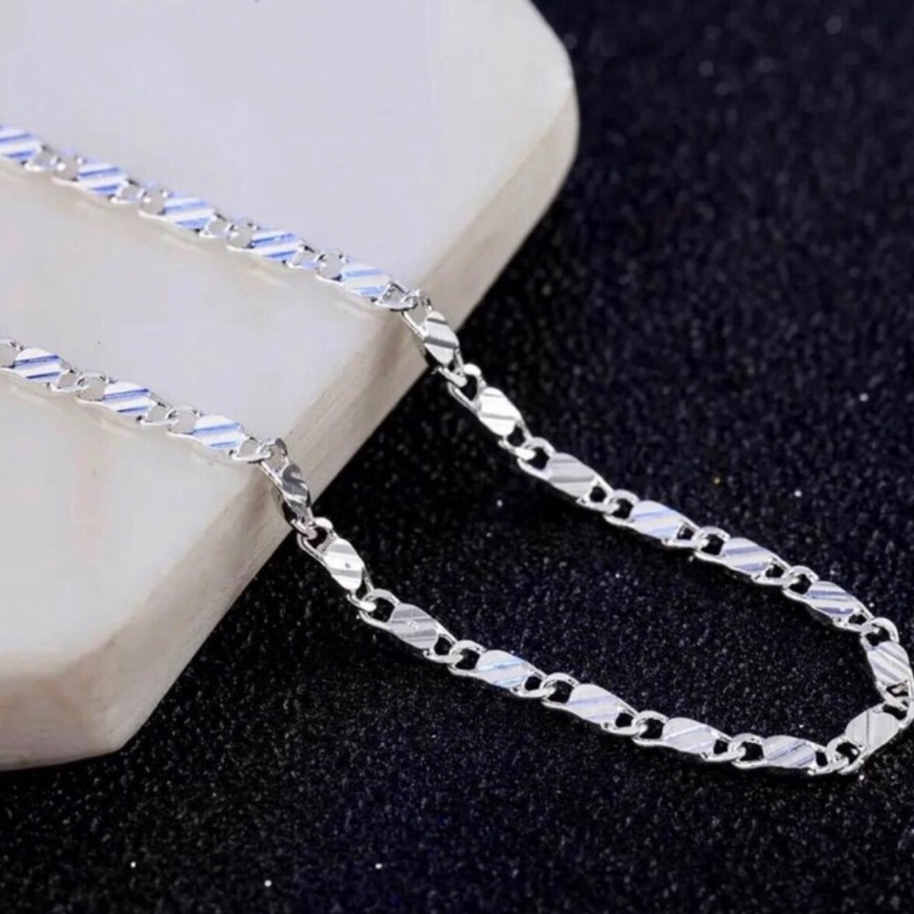 Sterling Silver Figaro Chain Necklace - 20” - Picture 2 of 2